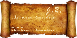 Jánossy Ruszlán névjegykártya